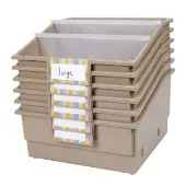 Picture Book Classroom Library Bins With Dividers 6 Pack Color Tan by Really Good Stuff LLC
