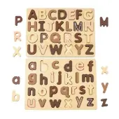 Wood Wonders Alphabet Puzzles Natural Set of 2 by Excellerations