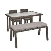 Outdoor Wicker Set Table Bench and 2 Chairs 26 School Age Height by Excellerations