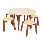Rubberwood Table and Stool Set by Excellerations