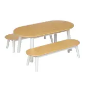 Bamboo Oval table with 2 Benches by Environments