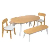 Bamboo Oval Table with 2 Benches and 2 Chairs by Environments