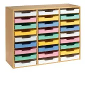 Bamboo 27 Slot Mail Center With Bold Vibes Trays by Really Good Stuff LLC