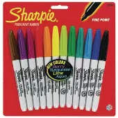 Sharpie Fine Point Permanent Markers Assorted 12 Pack by Really Good Stuff LLC