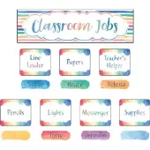 Watercolor Classroom Jobs Bulletin Board Set 49 pcs by Really Good Stuff LLC