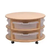 Double Tier Mobile Circular Storage Unit with Clear Tubs by Millhouse