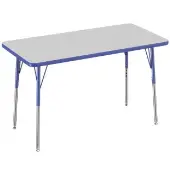 24 x 48 Rectangle Table Color Gray Top with Blue Edge by Factory Direct Partners