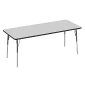 30 x 72 Rectangle Table Color Gray Top with Black Edge by Factory Direct Partners
