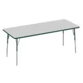 30 x 72 Rectangle Table Color Gray Top with Green Edge by Factory Direct Partners