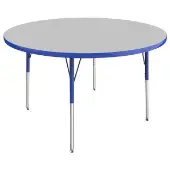 48 Round Table Color Gray Top with Blue Edge by Factory Direct Partners