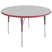 48 Round Table Color Gray Top with Red Edge by Factory Direct Partners