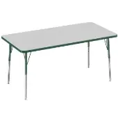 30 x 60 Rectangle Activity Table Color Gray Top with Green Edge by Factory Direct Partners