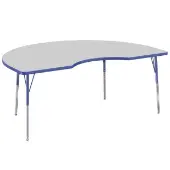 48 x 72 Kidney Table Color Gray Top with Blue Edge by Factory Direct Partners