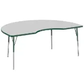48 x 72 Kidney Table Color Gray Top with Green Edge by Factory Direct Partners
