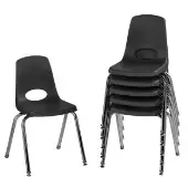 16 Stack Chair with Swivel Glides 6 Pack Color Black by Factory Direct Partners