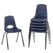 16 Stack Chair with Swivel Glides 6 Pack Color Navy by Factory Direct Partners