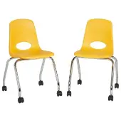 18 Mobile Chair w Casters Color Yellow by Factory Direct Partners