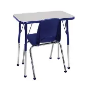 Single Student Table with 12 H Chair Set Gray Blue by Factory Direct Partners