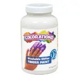 Paraben Free Washable Glitter Finger Paint 16 oz Color White by Colorations