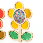 Mark Making Sequin and Mirror Daisy Frame Yellow 30 x 22 by TTS