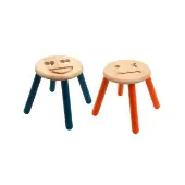 Sustainably Harvested Rubber Wood Emotions Stool Set of 2 Emotions Love and Angry by Excellerations