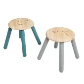 Sustainably Harvested Rubber Wood Emotions Stool Set of 2 Emotions Happy and Sad by Excellerations
