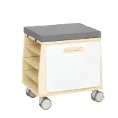 Mobile Teacher Stool with Storage Gray Cushion by Environments