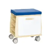 Mobile Teacher Stool with Storage Blue Cushion by Environments