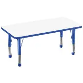 24 x 48 Rectangle Dry Erase Activity Table with Adjustable Chunky Legs White Blue by Factory Direct Partners