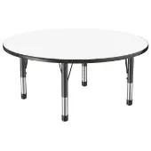 48 Round Collaborative Dry Erase Activity Table with Adjustable Chunky Legs White Black by Factory Direct Partners