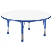 48 Round Collaborative Dry Erase Activity Table with Adjustable Chunky Legs White Blue by Factory Direct Partners