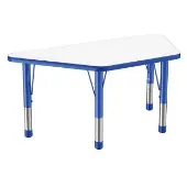 24 x 48 Trapezoid Dry Erase Activity Table with Adjustable Chunky Legs White Blue by Factory Direct Partners