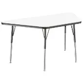 30 x 60 Trapezoid Dry Erase Activity Table with Adjustable Standard Swivel Glide Legs White Black by Factory Direct Partners