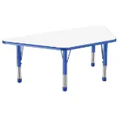 30 x 60 Trapezoid Dry Erase Activity Table with Adjustable Chunky Legs White Blue by Factory Direct Partners