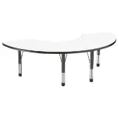 36 x 72 Half Moon Dry Erase Activity Table with Adjustable Chunky Legs White Black by Factory Direct Partners