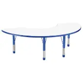 36 x 72 Half Moon Dry Erase Activity Table with Adjustable Chunky Legs White Blue by Factory Direct Partners
