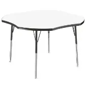 48 x 48 Clover Dry Erase Activity Table with Adjustable Standard Swivel Glide Legs White Black by Factory Direct Partners