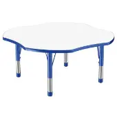 48 x 48 Clover Dry Erase Activity Table with Adjustable Chunky Legs White Blue by Factory Direct Partners