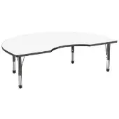 48 x 72 Kidney Dry Erase Activity Table with Adjustable Chunky Legs White Black by Factory Direct Partners