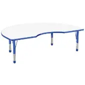 48 x 72 Kidney Dry Erase Activity Table with Adjustable Chunky Legs White Blue by Factory Direct Partners