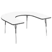 60 x 66 Horseshoe Dry Erase Activity Table with Adjustable Standard Swivel Glide Legs White Black by Factory Direct Partners