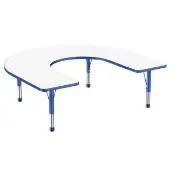 60 x 66 Horseshoe Dry Erase Activity Table with Adjustable Chunky Legs White Blue by Factory Direct Partners