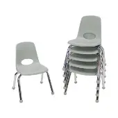 12 Stack Chair with Ball Glides 6 Pack Light Gray by Factory Direct Partners