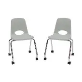 18 Mobile Chair with Casters 2 Pack Light Gray Color Gray by Factory Direct Partners