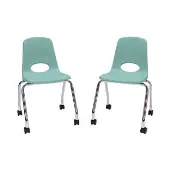 18 Mobile Chair with Casters 2 Pack Seafoam Color Aqua by Factory Direct Partners