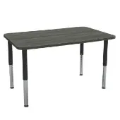 30 x 48 Rectangle La Madera Activity Table with Adjustable Super Legs Gray Wood Black by Factory Direct Partners