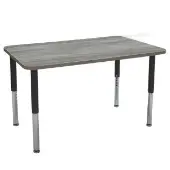 30 x 48 Rectangle La Madera Activity Table with Adjustable Super Legs Light Gray Wood Black by Factory Direct Partners