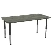 30 x 60 Rectangle La Madera Activity Table with Adjustable Super Legs Gray Wood Black by Factory Direct Partners