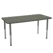 30 x 60 Rectangle La Madera Activity Table with Adjustable Super Legs Gray Wood Silver by Factory Direct Partners