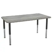 30 x 60 Rectangle La Madera Activity Table with Adjustable Super Legs Light Gray Wood Black by Factory Direct Partners